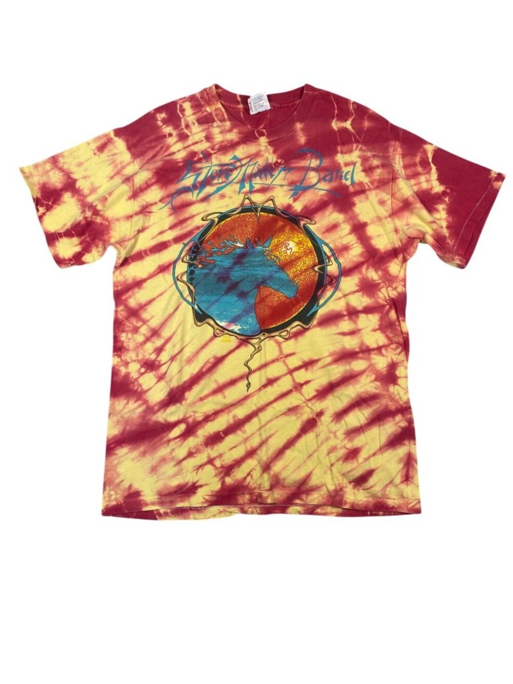 Vintage Steve Miller Band Tie Dye Graphic Tee Band T-Shirt Cotton USA L Yellow